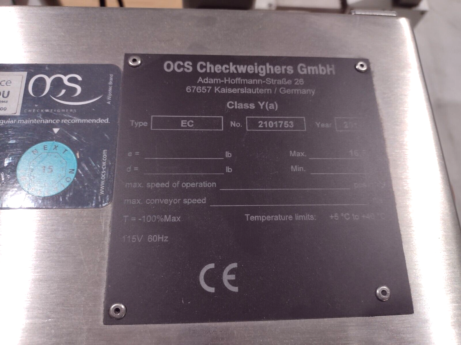 OCS Checkweighers Type EC Wipotec - Maverick Industrial Sales
