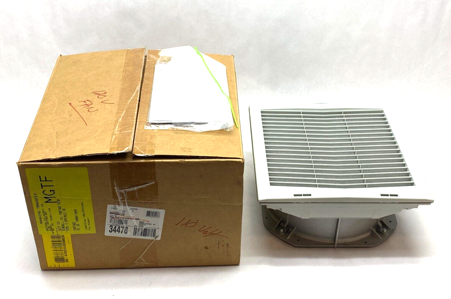 Hoffman HF1316424 Side Mount Filter Fan Thermally Protected 115V 484CFM Lt Gray - Maverick Industrial Sales