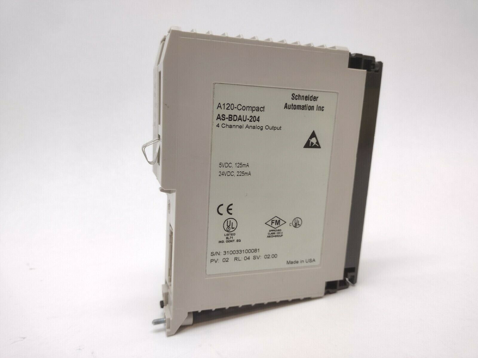 Schneider Automation AS-BDAU-204 A120-Compact 4 Channel Analog Output Module - Maverick Industrial Sales