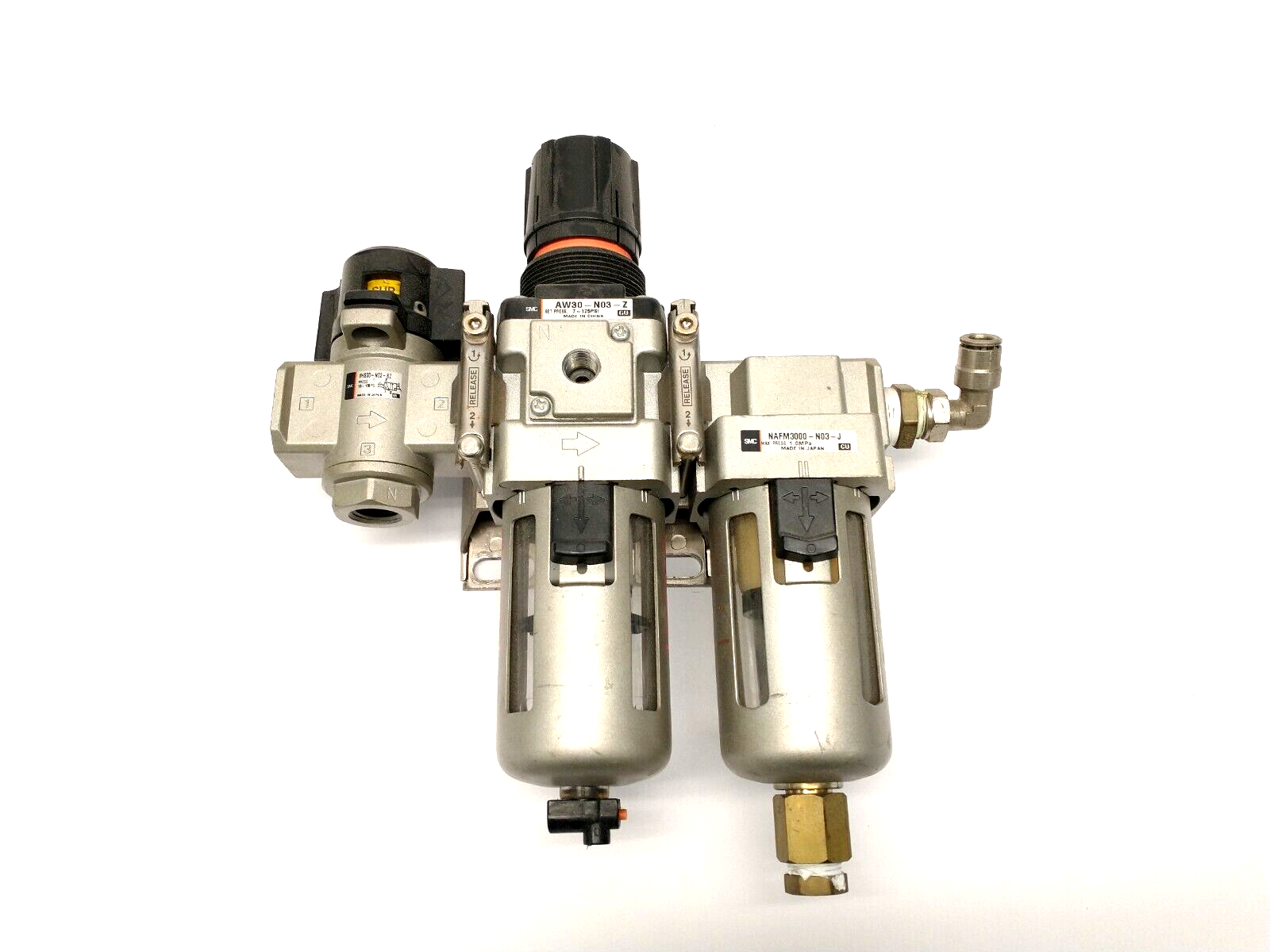 SMC AW30-N03-Z Filter Regulator NAFM3000-N03-J Separator & VHS30-N03-BZ Valve - Maverick Industrial Sales