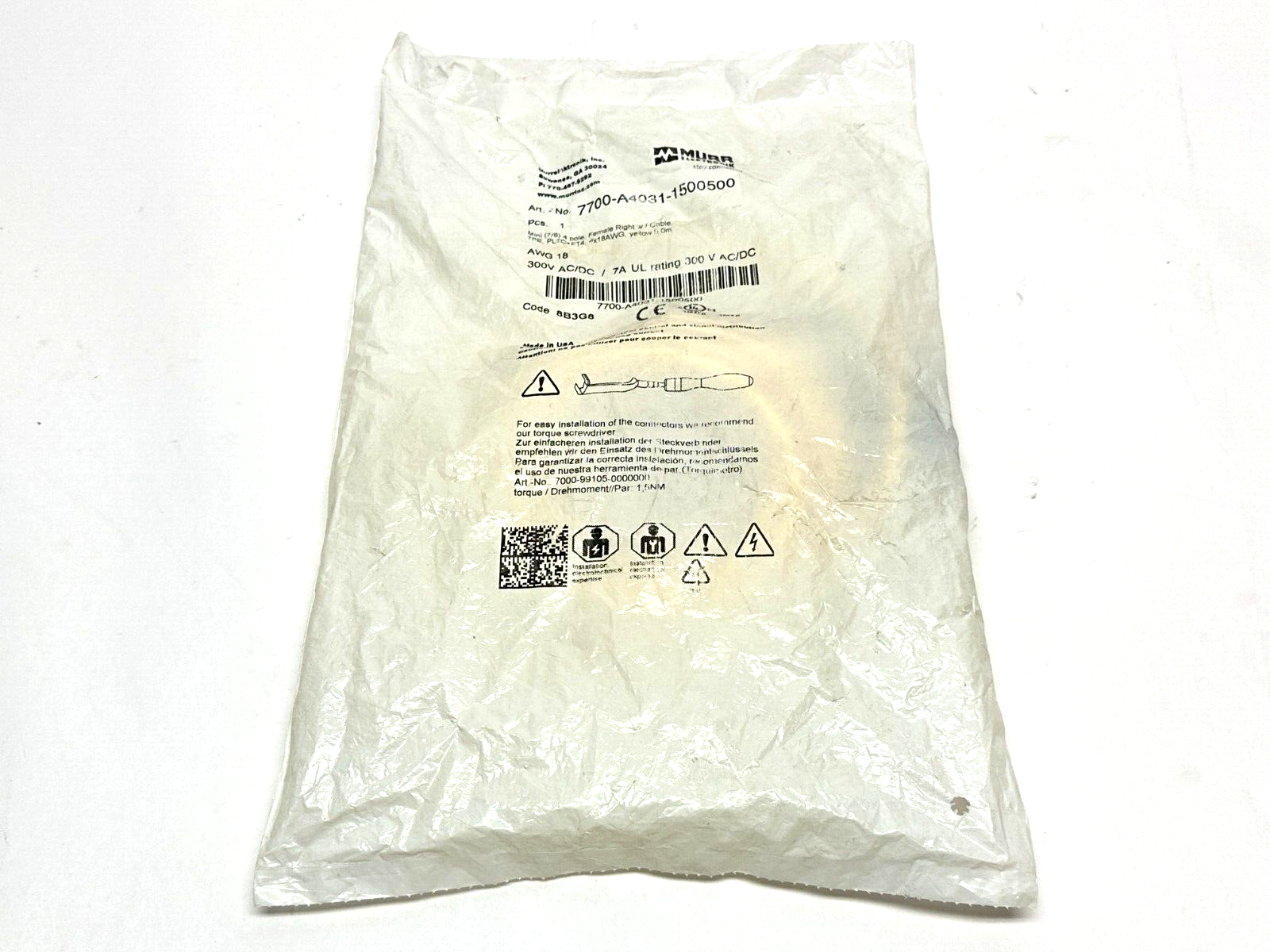 Murr Elektronik 7700-A4031-1500500 Cordset 7/8" Female Right 4-Pin 5M - Maverick Industrial Sales