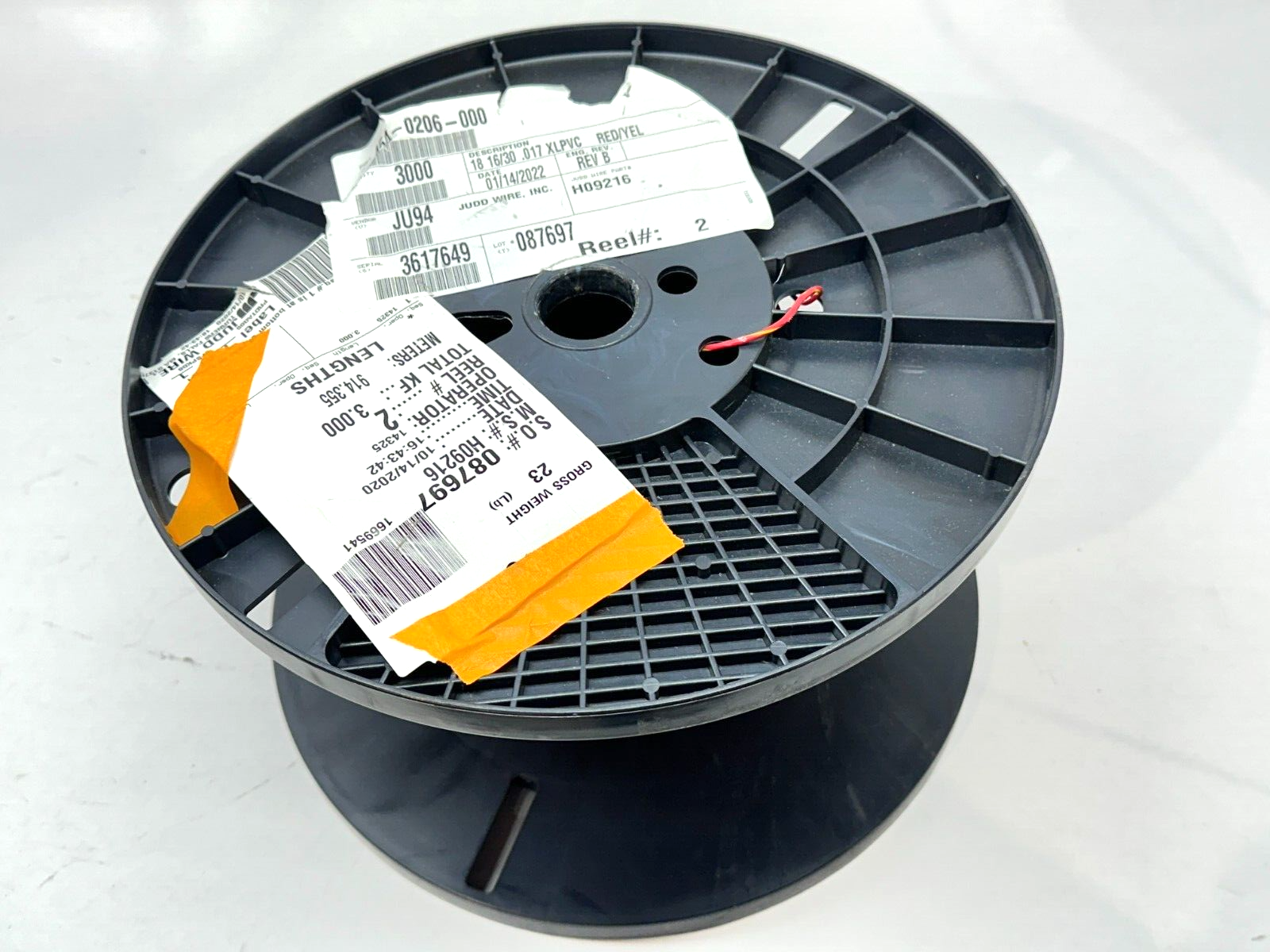 Judd Wire 454-0206-000 18AWG 16/30 .017 XLPVC H09216 3000ft Spool 230ft LEFT - Maverick Industrial Sales