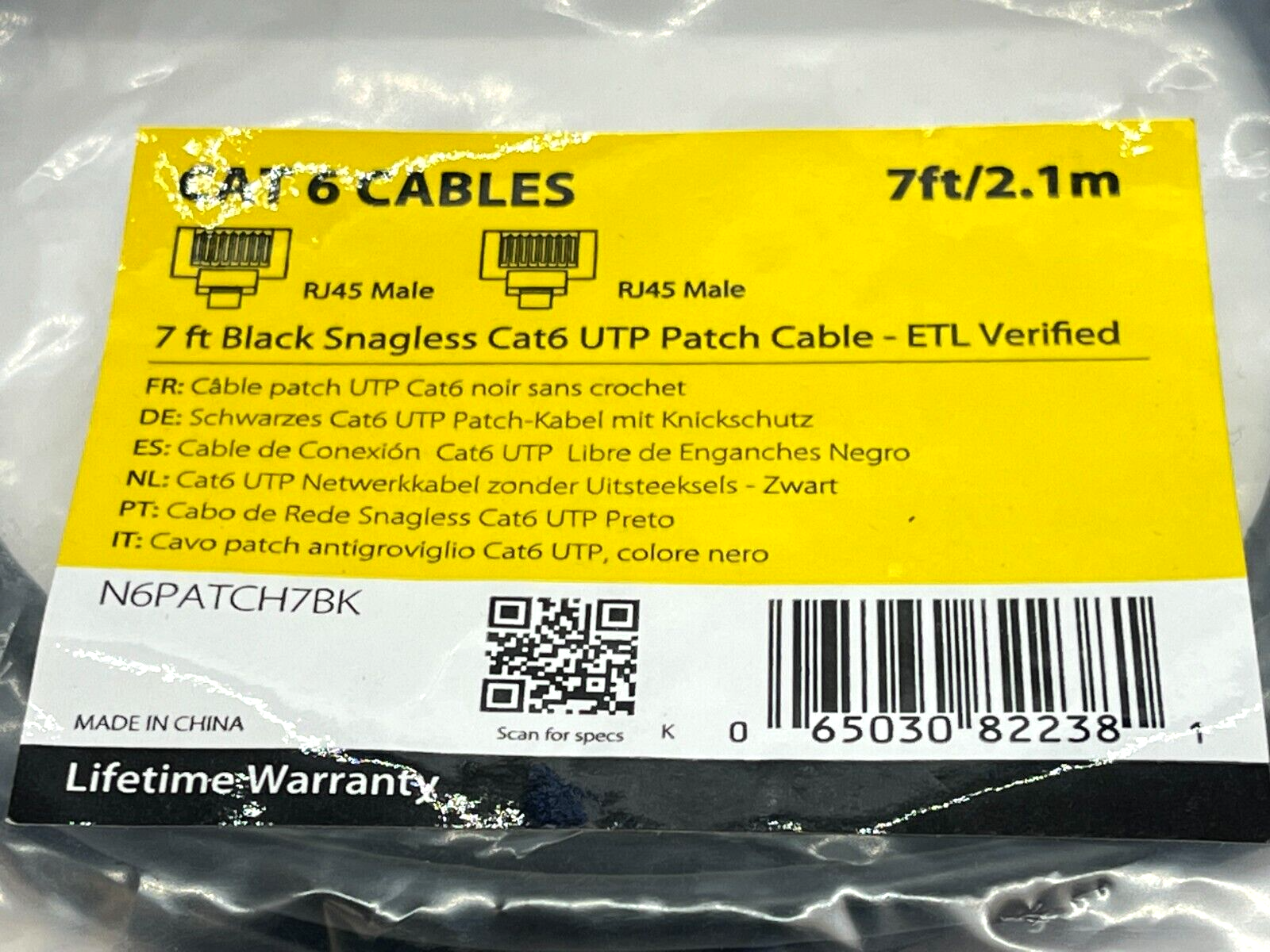 Star Tech N6PATCH7BK Black Snagless Cat6 UTP Patch Cable 7ft - Maverick Industrial Sales