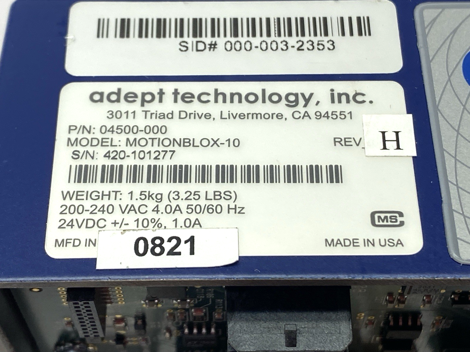 Adept 04500-000 Servo Amplifier Module Motionblox-10 Rev. H 240VAC - Maverick Industrial Sales