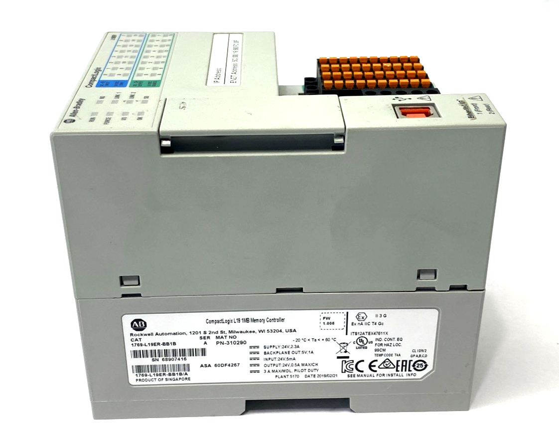 1769-L19ER-BB1B | Allen Bradley Ser. A CompactLogix L19 System Controller, 24 VDC - Used - Maverick Industrial Sales