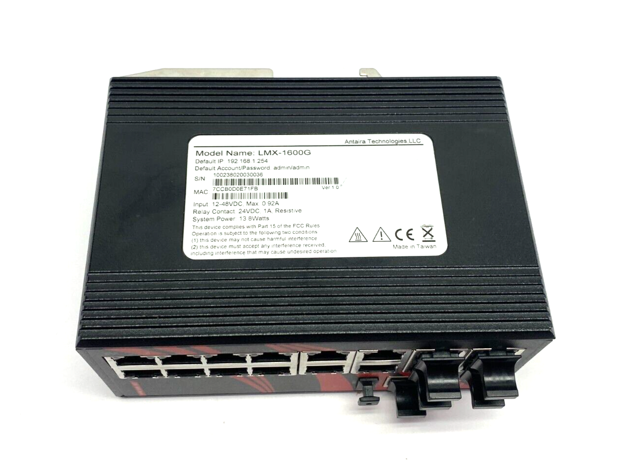 Antaira LMX-1600G Gigabit Light Layer 3 Managed Ethernet Switch 16-Port 12-48VDC - Maverick Industrial Sales