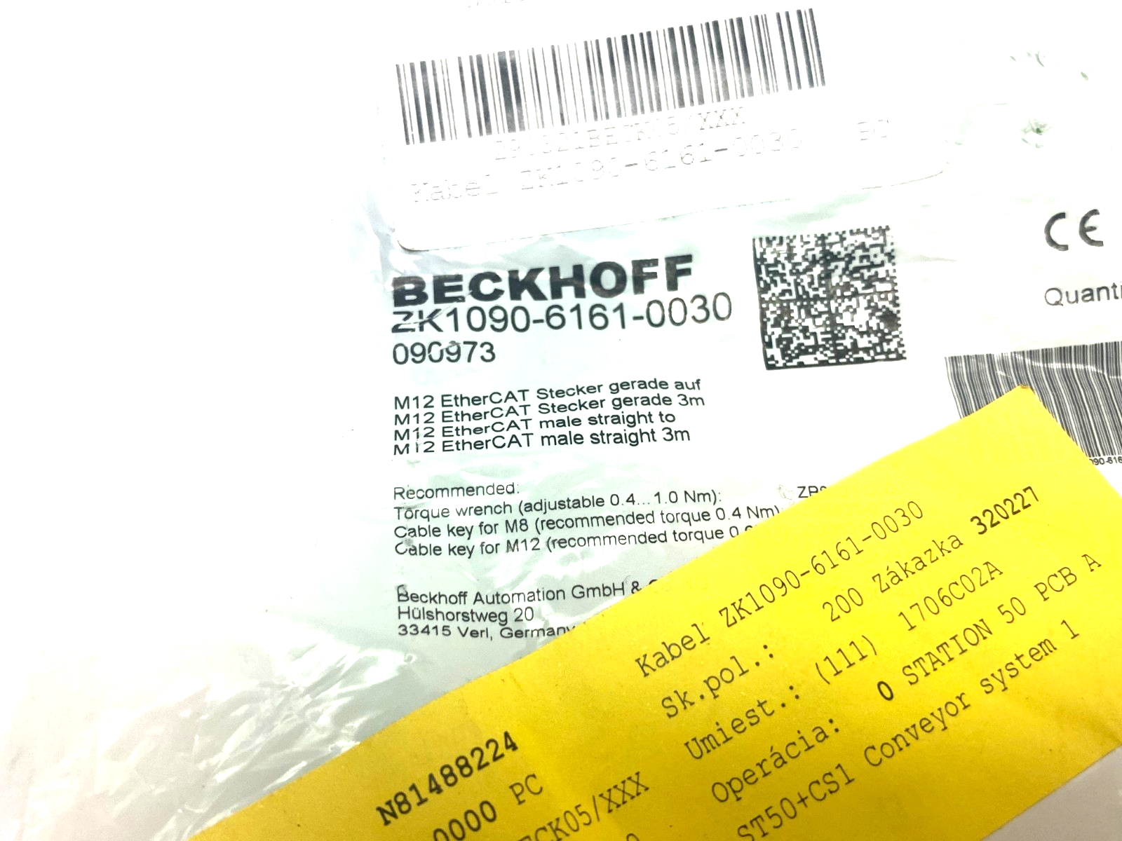 Beckhoff ZK1090-6161-0030 Double Ended EtherCAT Power Cable M12 4-Pin 090973 - Maverick Industrial Sales