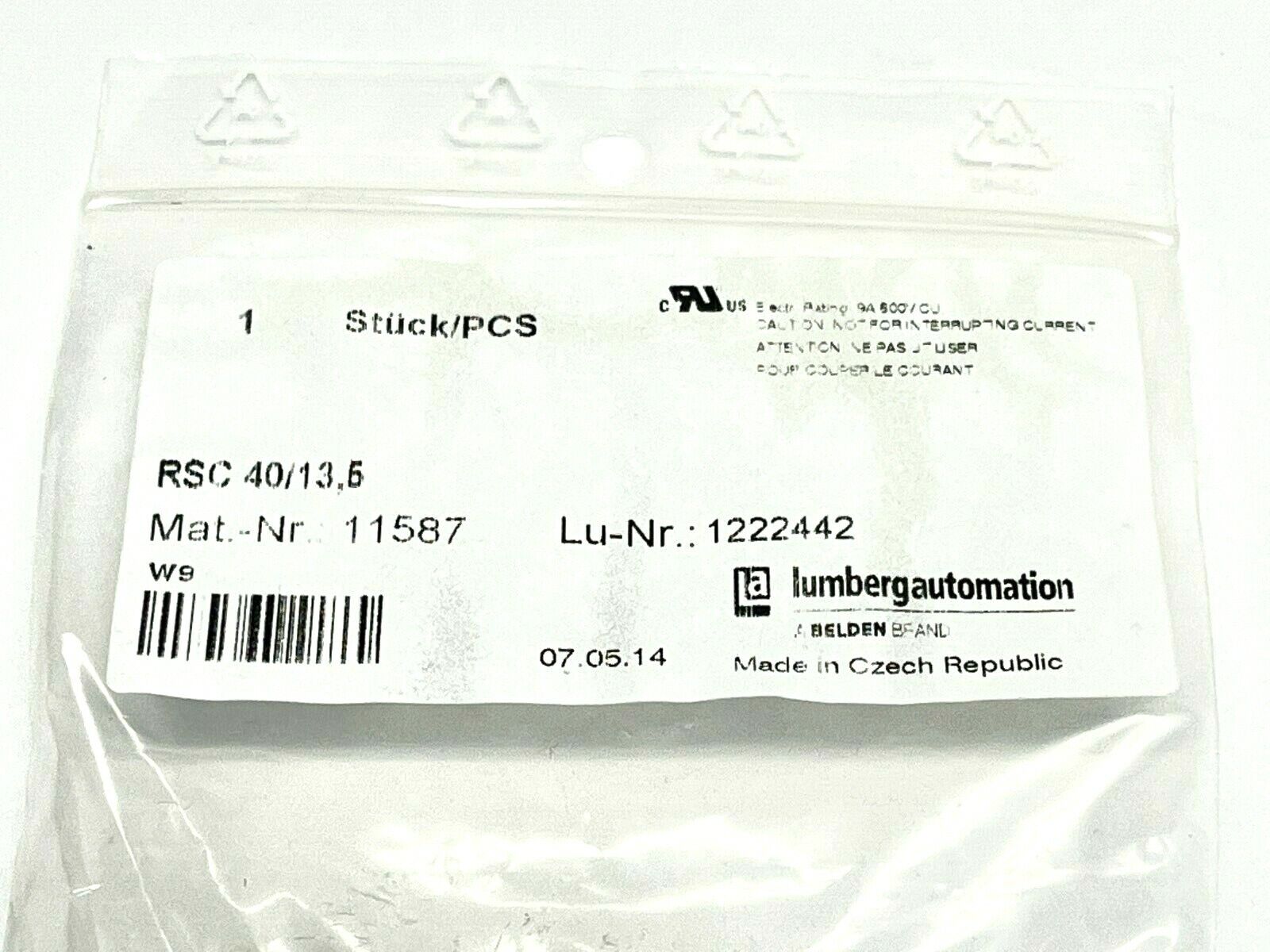 Lumberg Automation RSC 40/13.5 Field Attachable Sensor Connector 11587 - Maverick Industrial Sales