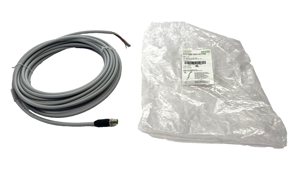 7000-19001-3011000 | Murr Elektronik Cordset M12 Male A-Code 12-Pin To Cable 10m - New – Open box - Maverick Industrial Sales