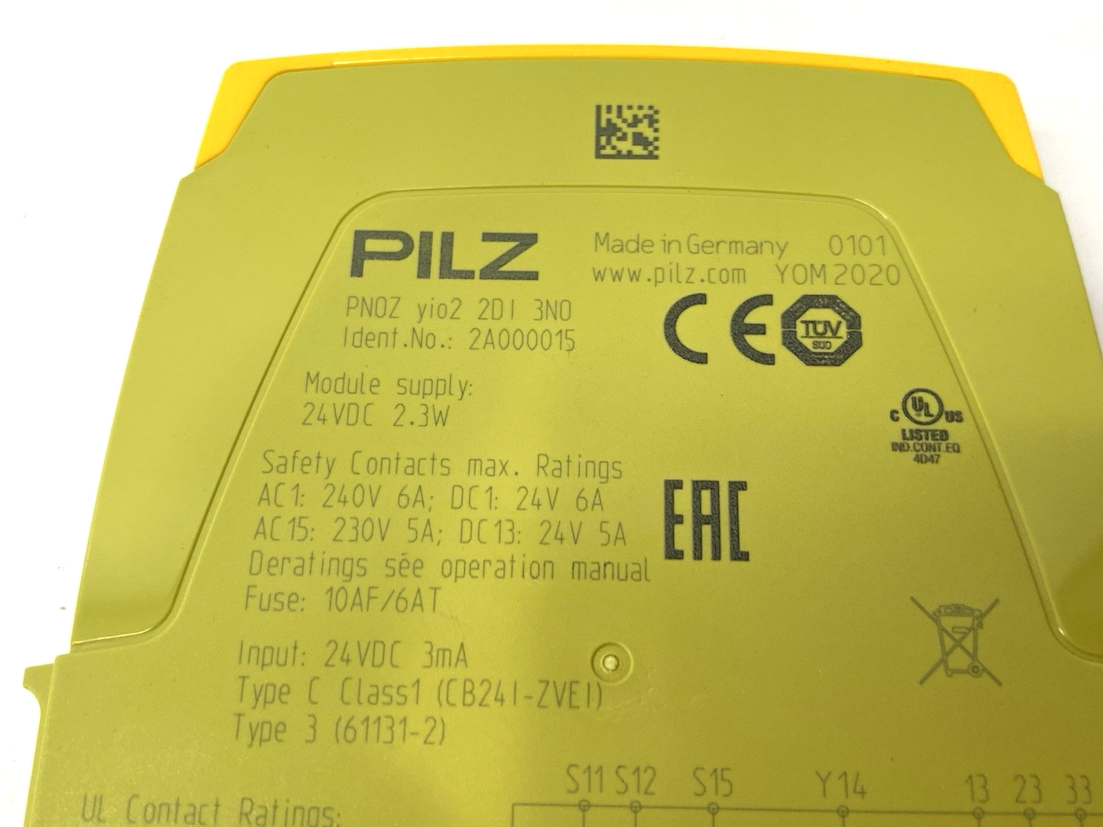 2A000015 | Pilz Safety Relay Expansion Module, 1-input Function, PNOZ yio2 2DI 3NO - New – Open box - Maverick Industrial Sales