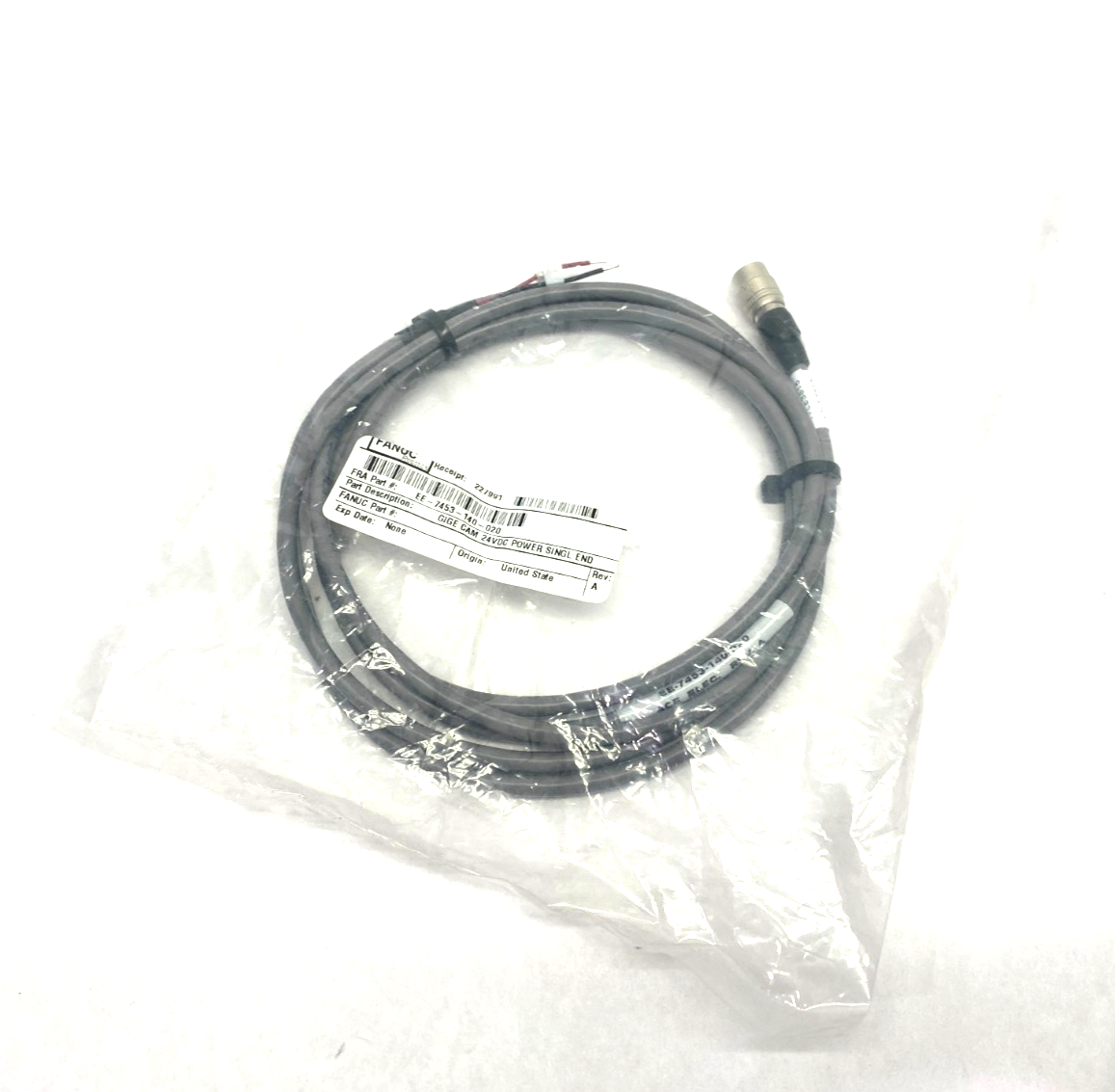 EE-7453-140-020 | Fanuc GigE Camera Power Cable Single End 24VDC - New – Open Box - Maverick Industrial Sales