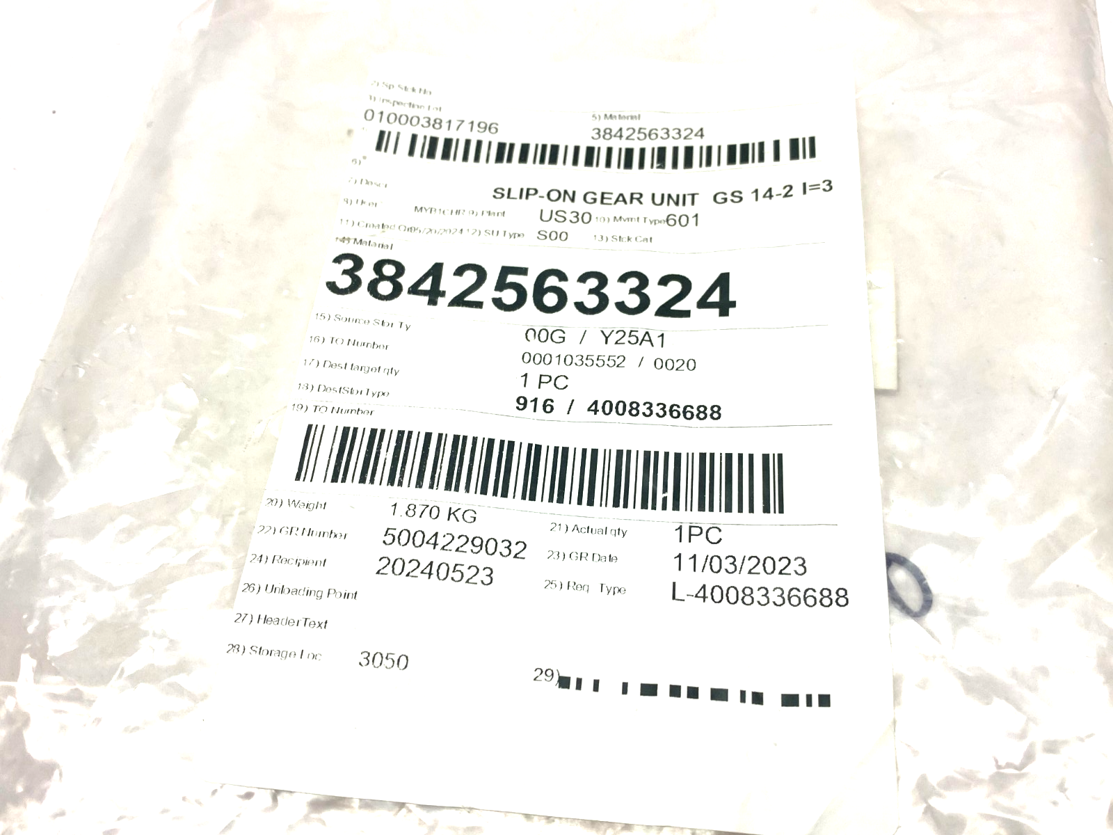 Bosch Rexroth 3842563324 Slip-On Gear Unit 30:1 GS 14-2 - Maverick Industrial Sales