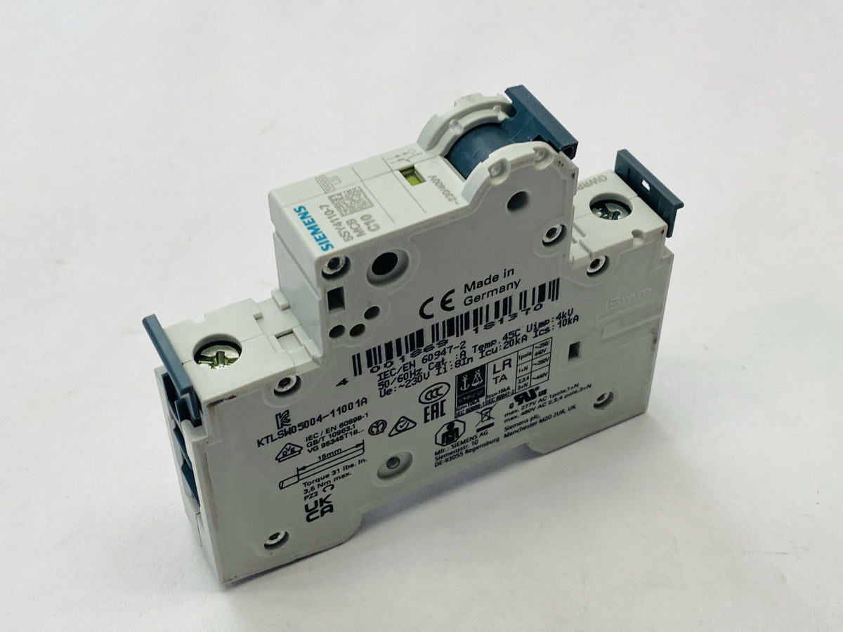 5SY4110-7 | Siemens Miniature Circuit Breaker C10 1-Pole 10kA 10A - New – Open box - Maverick Industrial Sales