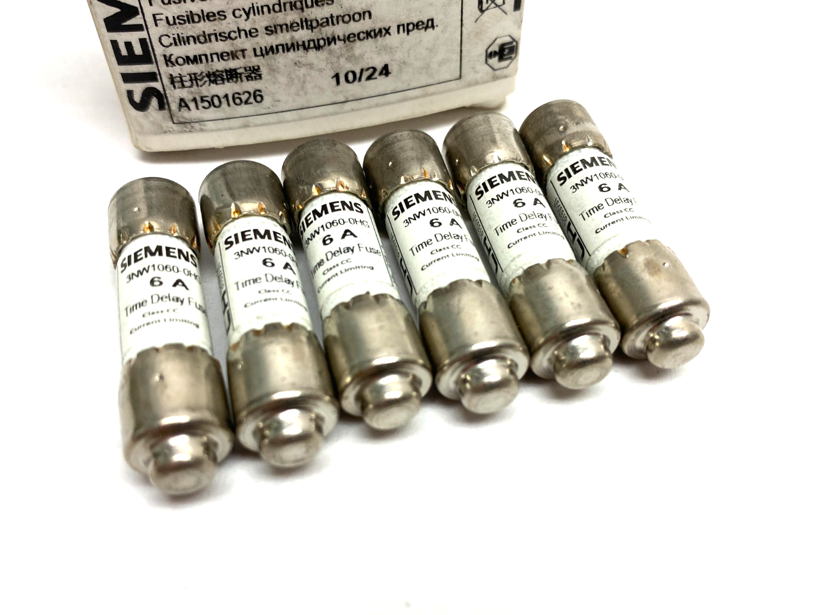 Siemens 3NW1060-0HG SENTRON Cylindrical Fuse, Slow-Blow, 6A, BOX OF 6 - Maverick Industrial Sales
