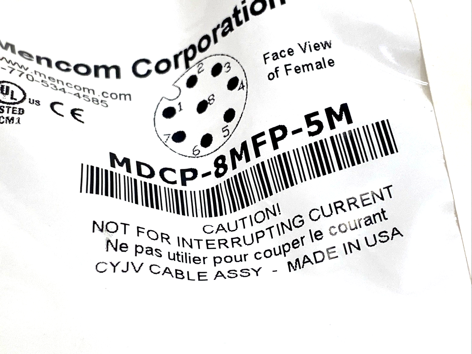 MDCP-8MFP-5M | Mencom Micro-DC Cordset M12 8-Pin Male To Female 5m - New - Maverick Industrial Sales