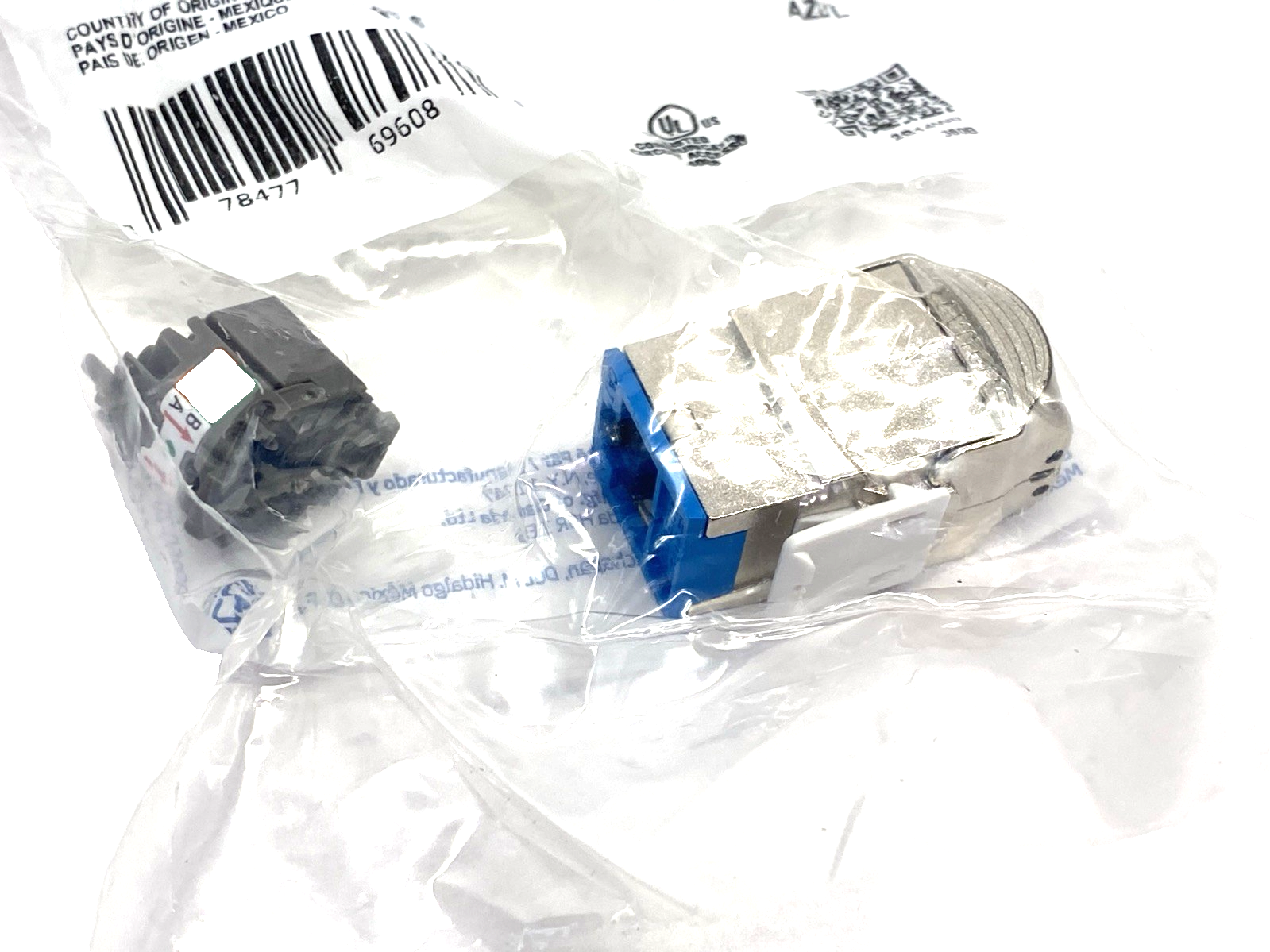 61SJK-RL6 | Leviton ATLAS-X1 Cat 6 Shielded QUICKPORT Jack, Blue - New - Maverick Industrial Sales