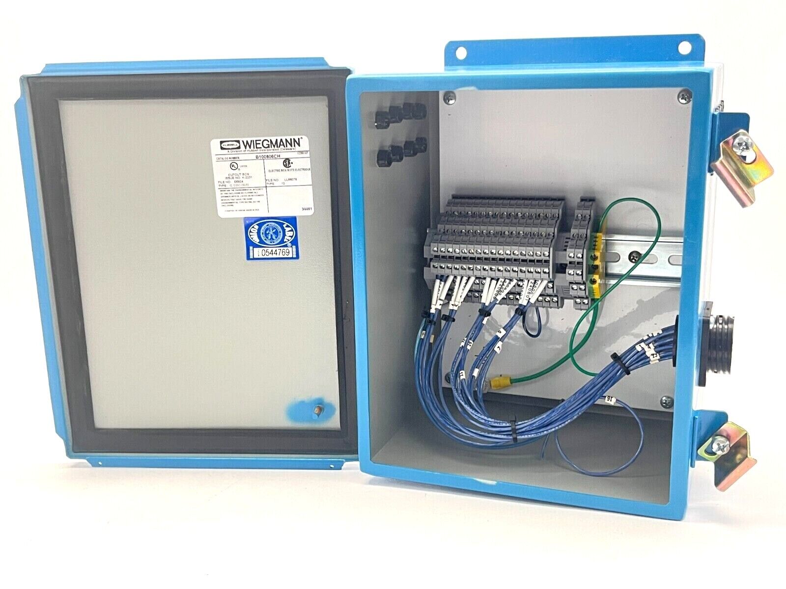 Hubbell Wiegmann B100806CH Enclosure 10x8x6" w/ AMP 211771-1 and Terminal Blocks - Maverick Industrial Sales