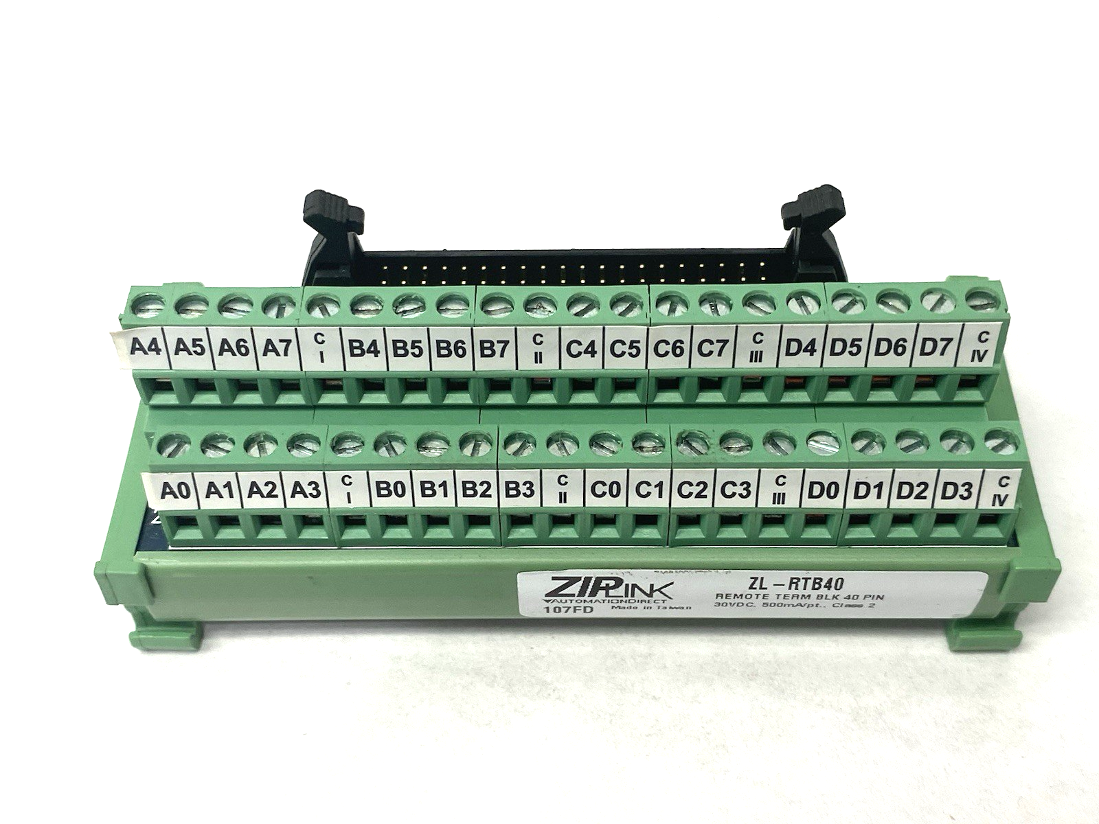 Automation Direct ZL-RTB40 ZIPLink Feedthrough Module, 40-pole, DIN rail mount. - Maverick Industrial Sales