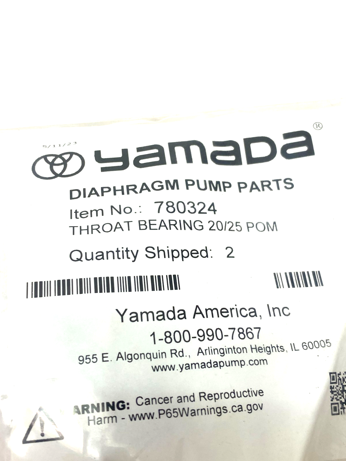 Yamada 780324 Throat Bearing 20/25 POM PKG OF 2 - Maverick Industrial Sales