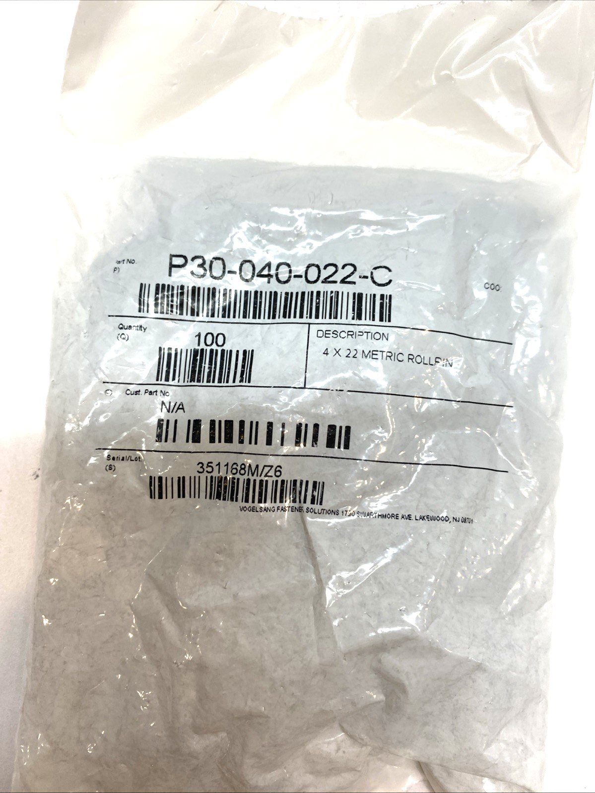Spring Pin P30-040-022-C, ISO 8752 Slotted, 4mm x 22mm, Steel - Maverick Industrial Sales