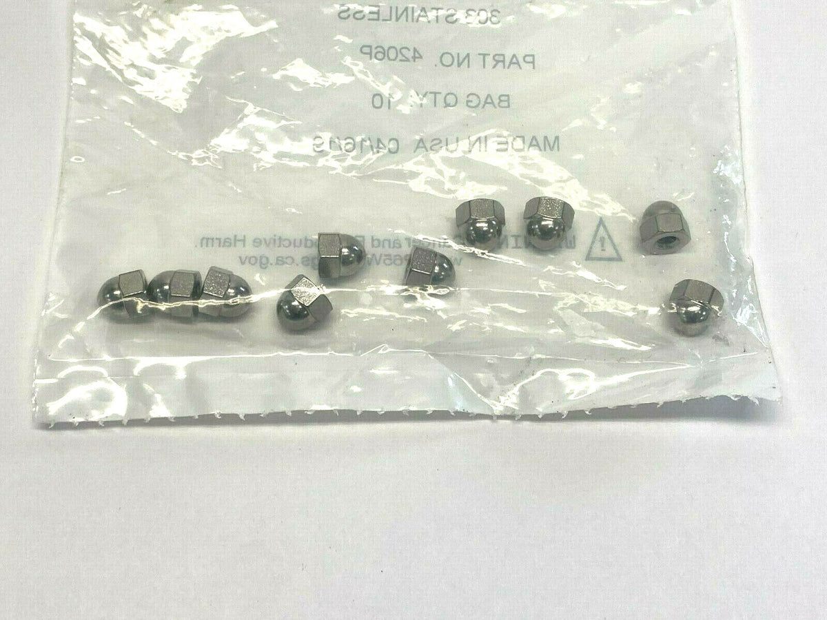 4206P | Midwest Low Crown Acorn Nuts 303 Stainless 8-32 BAG OF 10 - New - Maverick Industrial Sales