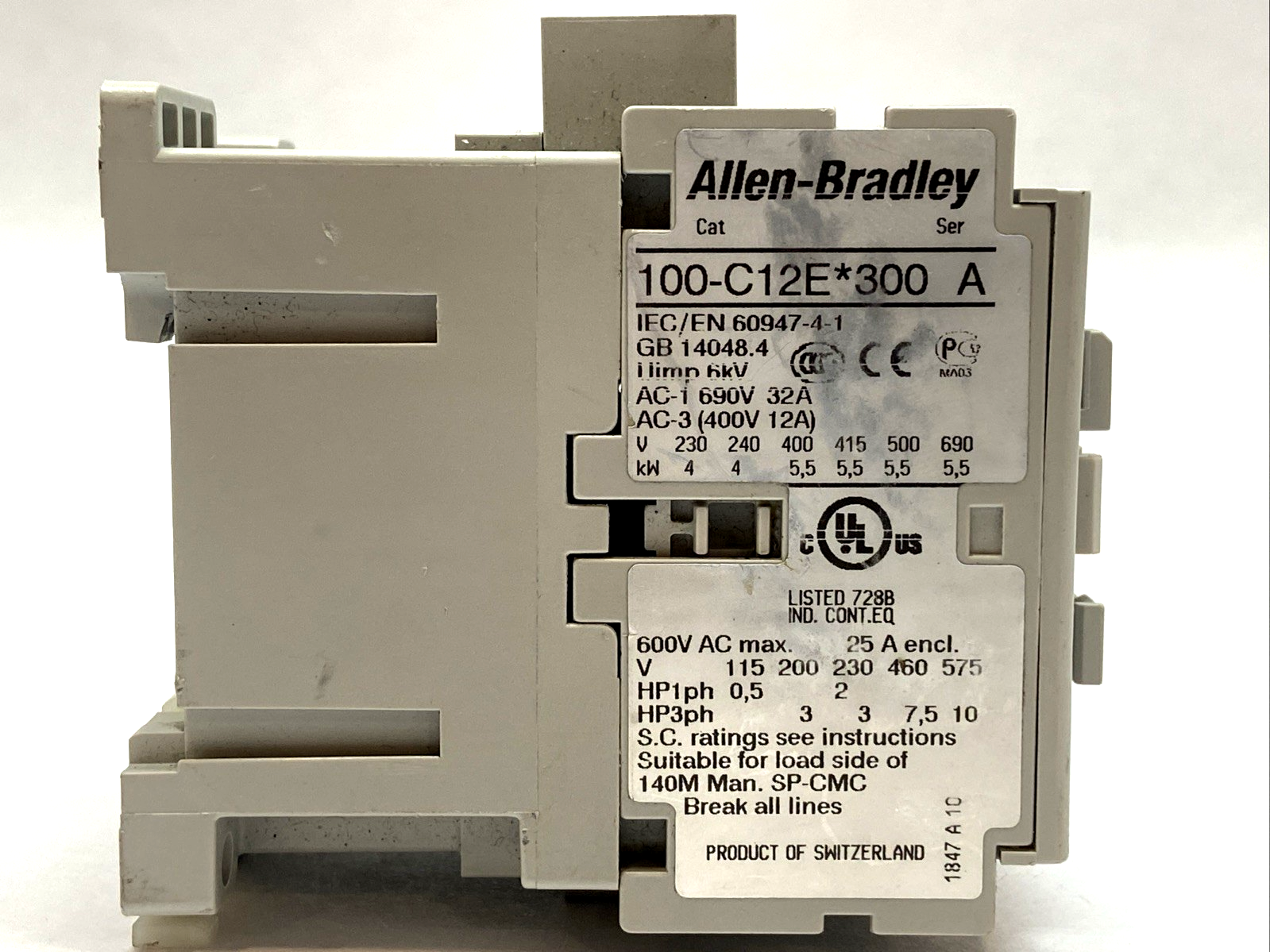 100-C12EA300 | Allen Bradley Ser. A Contactor 12A 4-Pole - Used - Maverick Industrial Sales