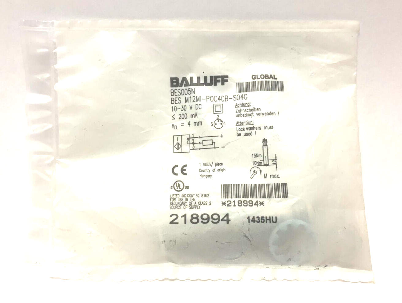 Balluff BES M12MI-POC40B-S04G Inductive Sensor 10-30VDC BES005N - Maverick Industrial Sales