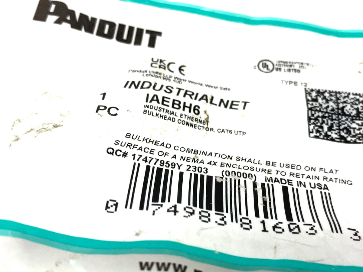 Panduit IAEBH6 Cat6 Coupler Bulkhead Panel Connector w/ Cover - Maverick Industrial Sales