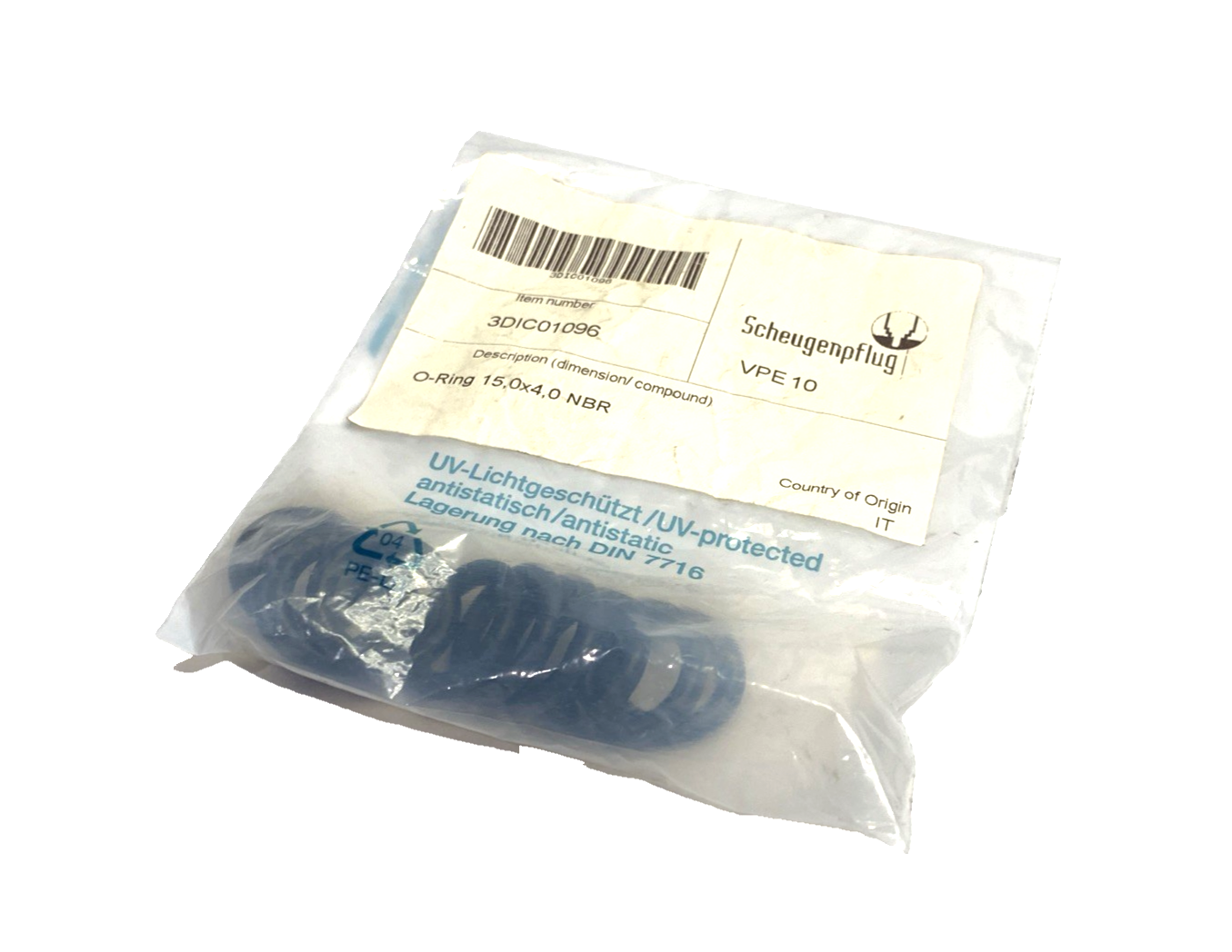 Scheugenpflug 3DIC01096 O-Ring 15mm I.D. x 4mm Thickness LOT OF 10 - Maverick Industrial Sales