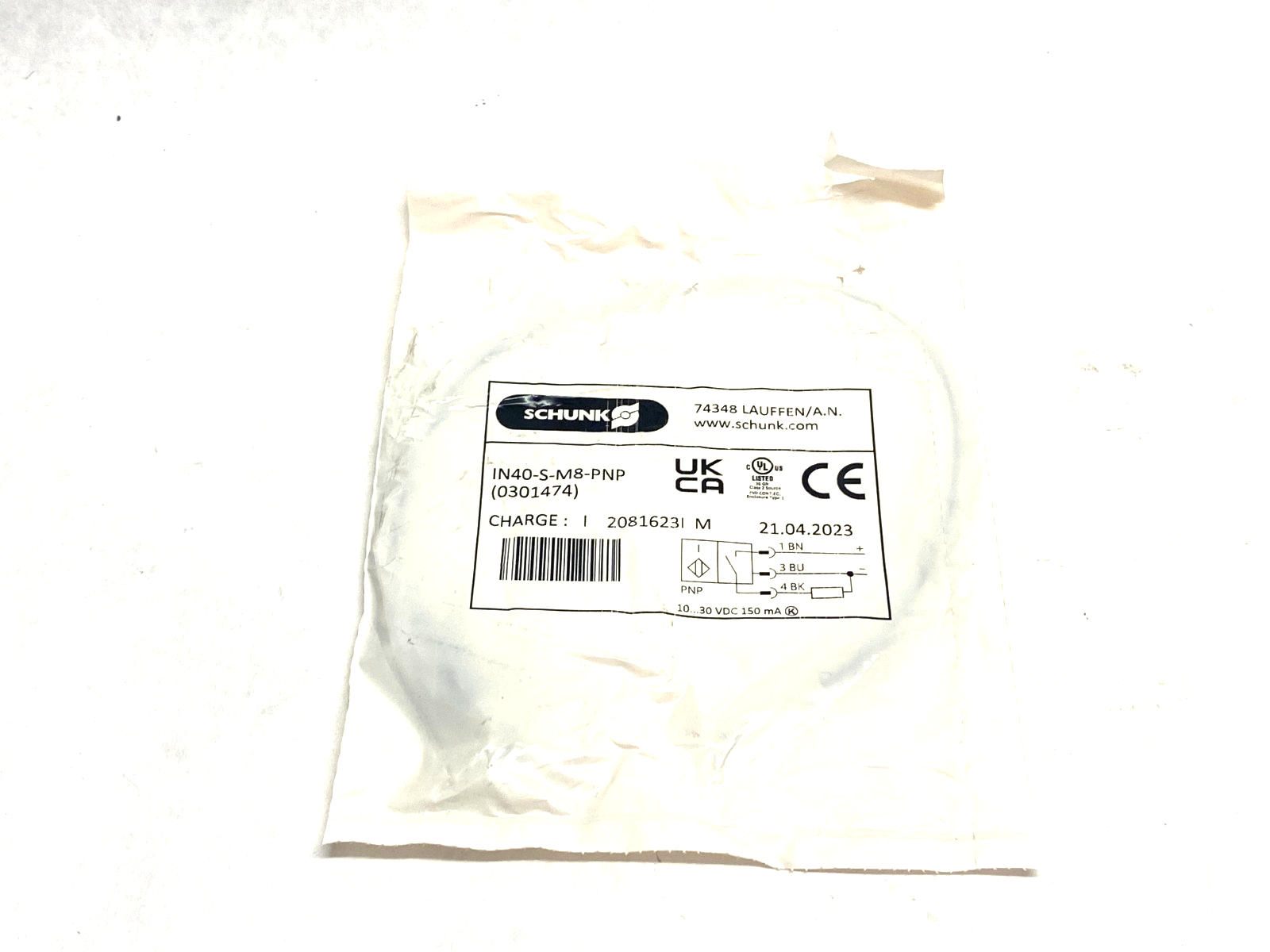 Schunk IN40/S-M8-PNP Inductive Proximity Switch 0301474 - Maverick Industrial Sales