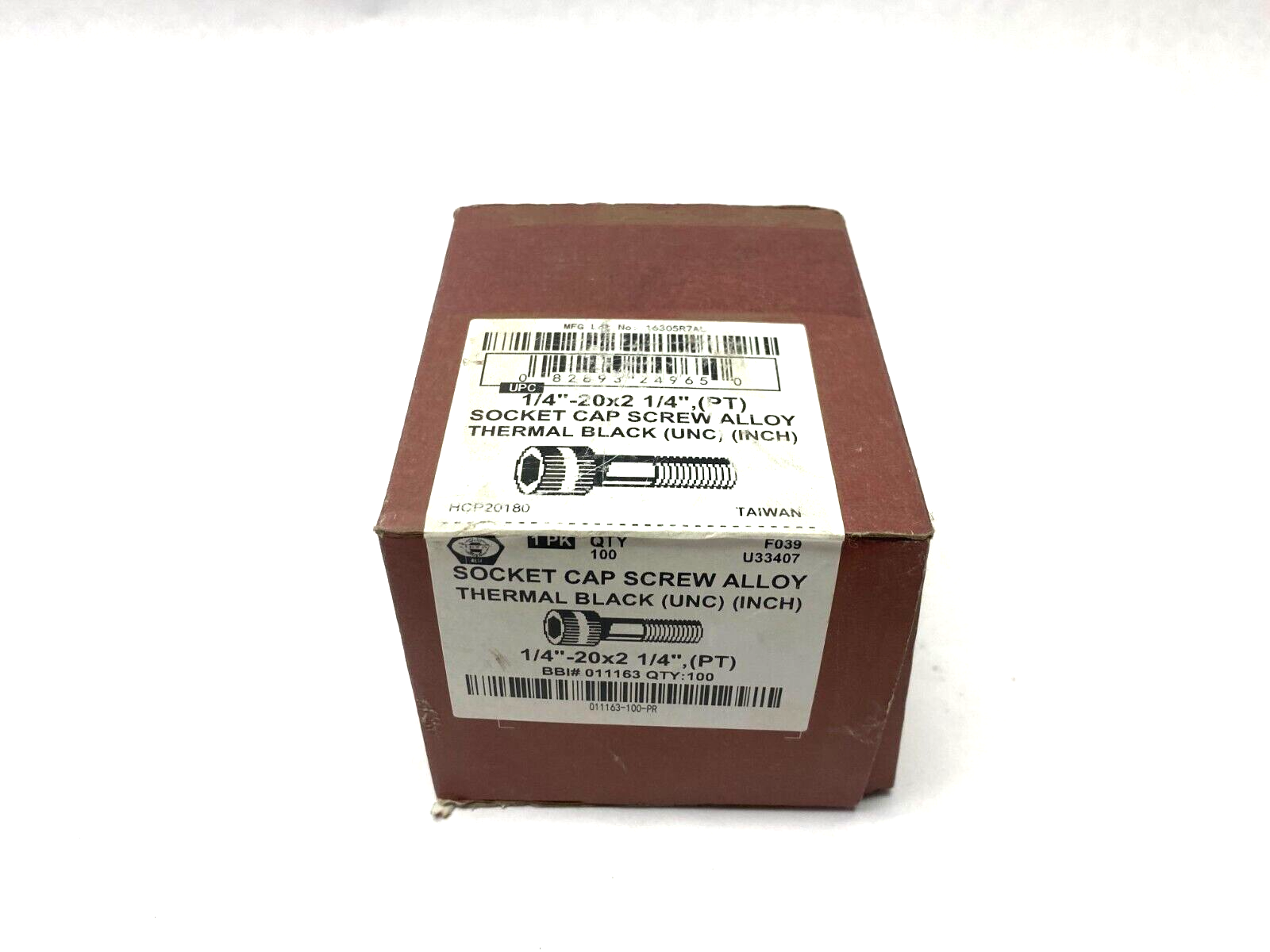 Brighton 011163 Thermal Black Alloy Socket Cap Screw 1/4"-20x2-1/4" BOX OF 100 - Maverick Industrial Sales