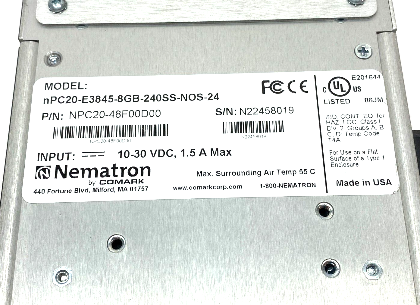 Nematron nPC20-E3845-8GB-240SS-NOS-24 Compact Node Computer NPC20-48F00D00 - Maverick Industrial Sales