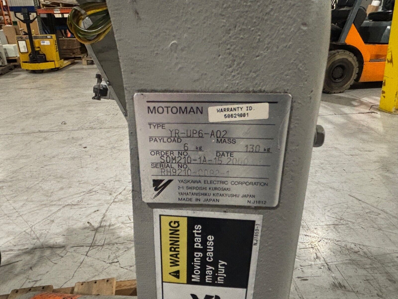 Yaskawa Motoman Robot System YR-UP6-A02, Yasnac XRC