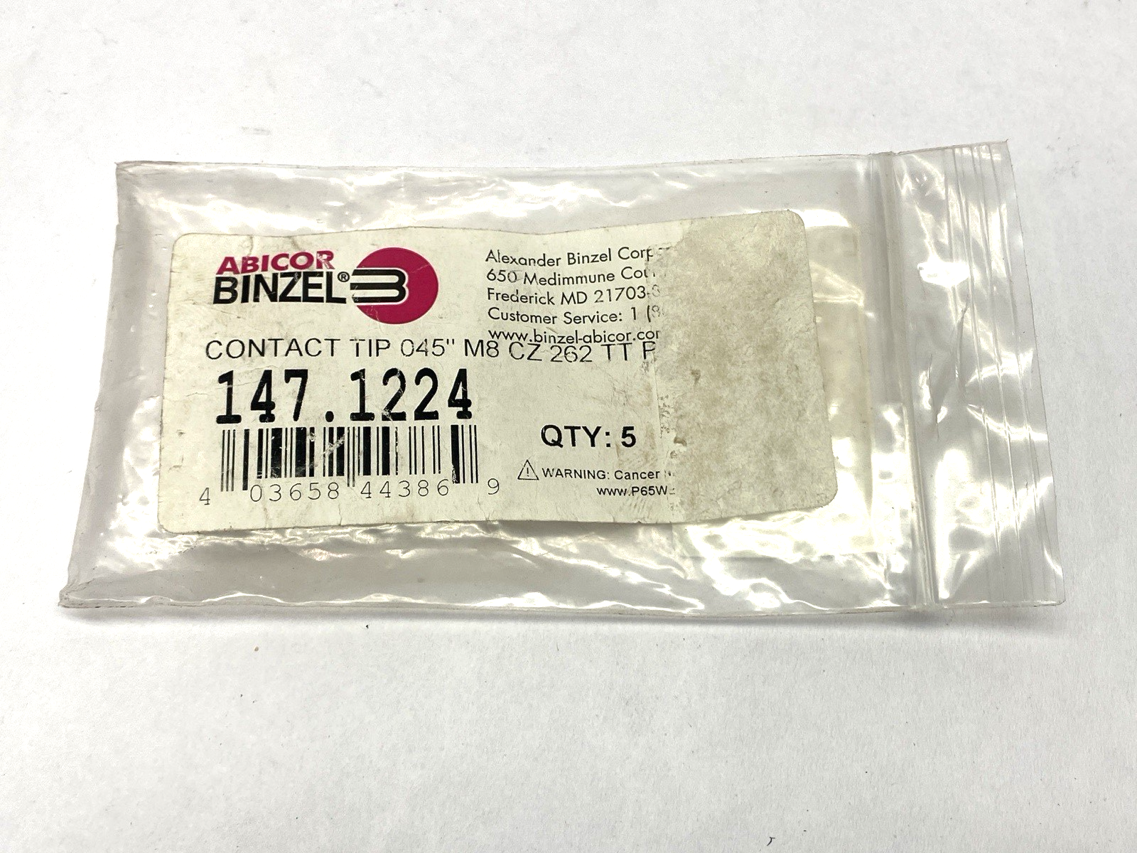 Abicor Binzel 147.1224 Contact Tip 045" M8 LOT OF 4 - Maverick Industrial Sales