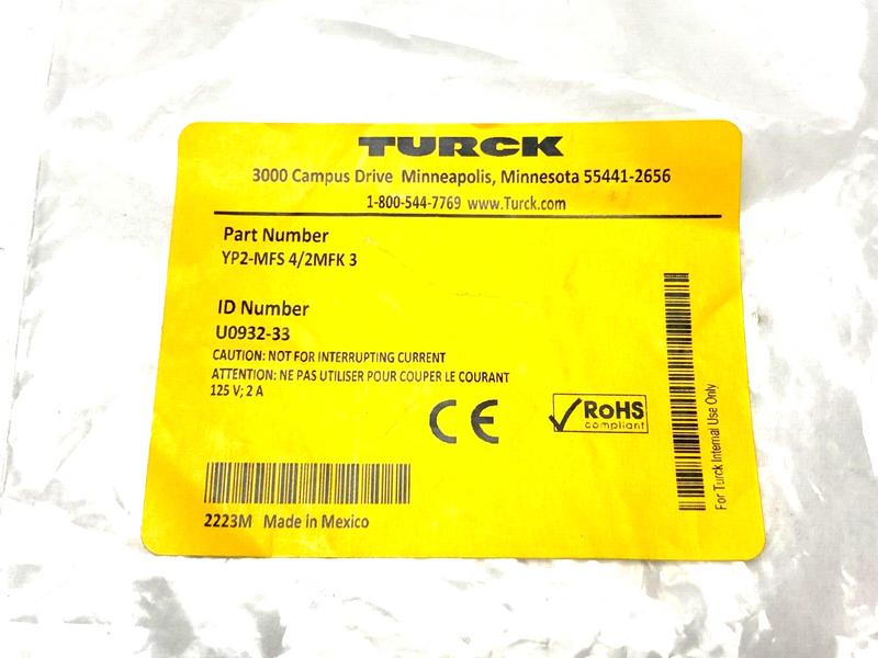 Turck YP2-MFS 4/2MFK 3 Picofast 2-Branch Compact Splitter M8 U0932-33 - Maverick Industrial Sales