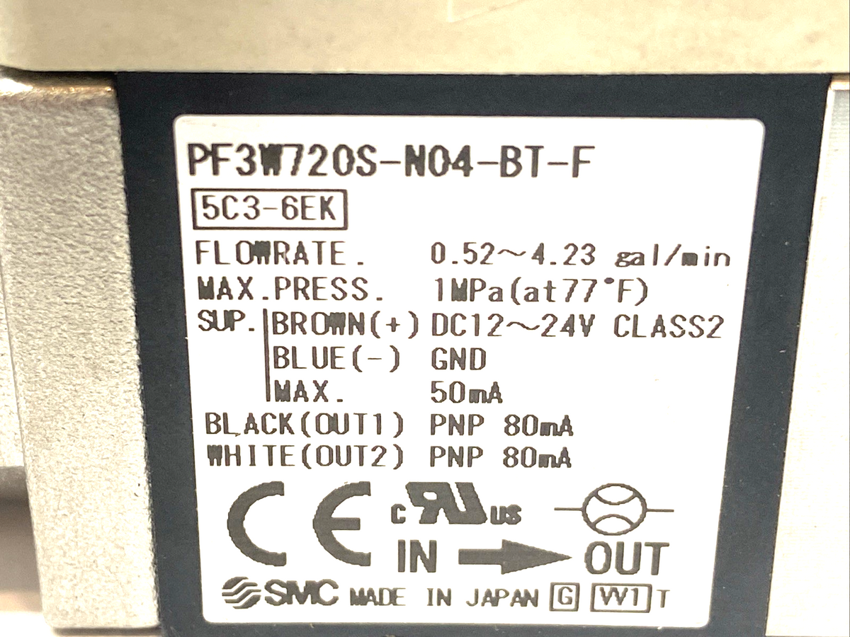SMC PF3W720S-N04-BT-F Flow Switch IFW/PFW 0.52-4.23gal/min MISSING KNOB - Maverick Industrial Sales