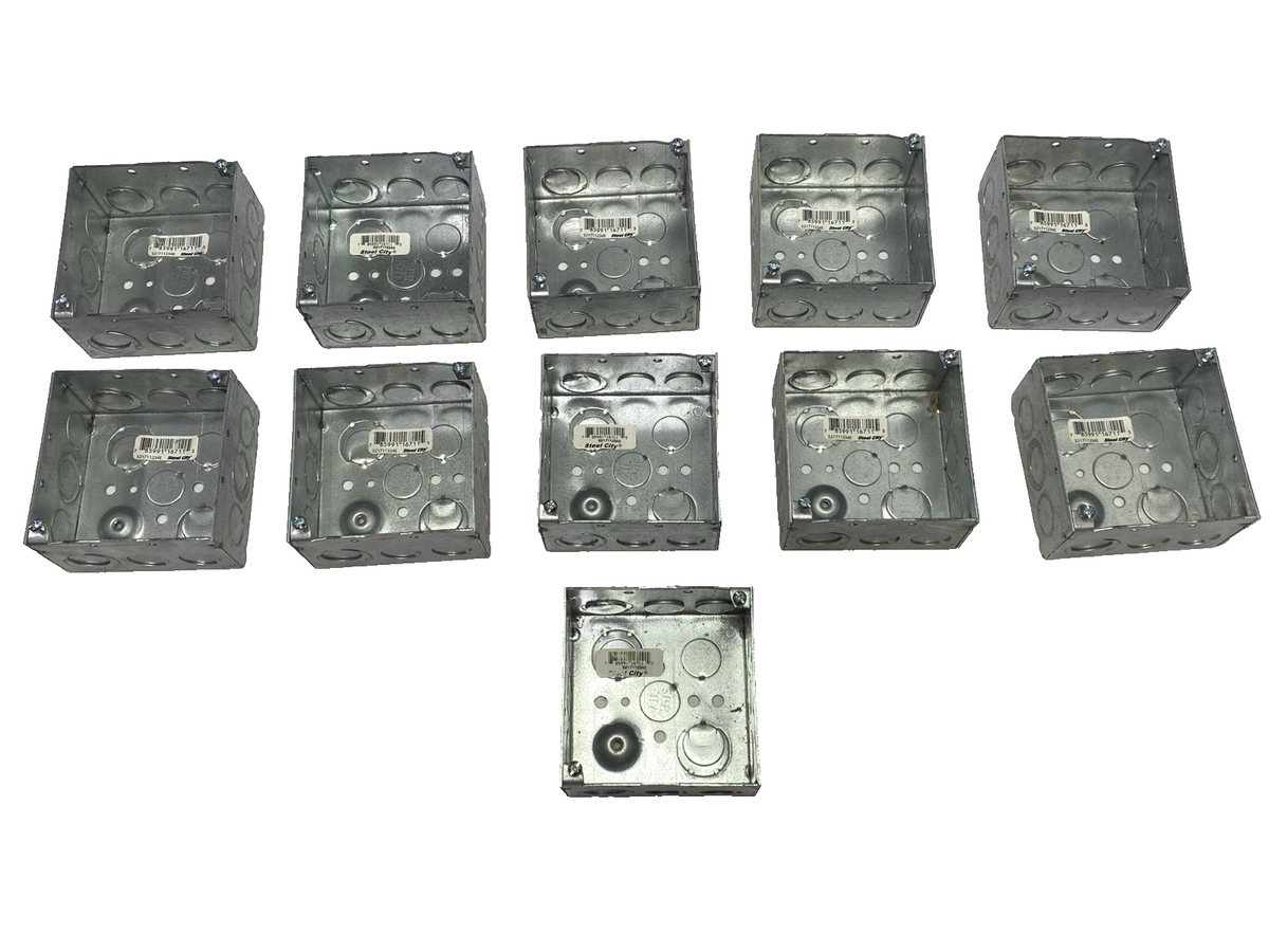 Steel City 521711234E Steel Outlet Box 4" x 2-1/8" D x 1/2" Knockouts LOT OF 11 - Maverick Industrial Sales