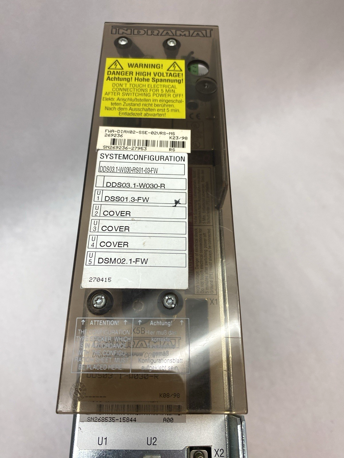 Indramat Servo Drive Controller DDS03.1-W030-RS01-03-FW, FWA-DIAX02-SSE-02VRS-MS - Maverick Industrial Sales