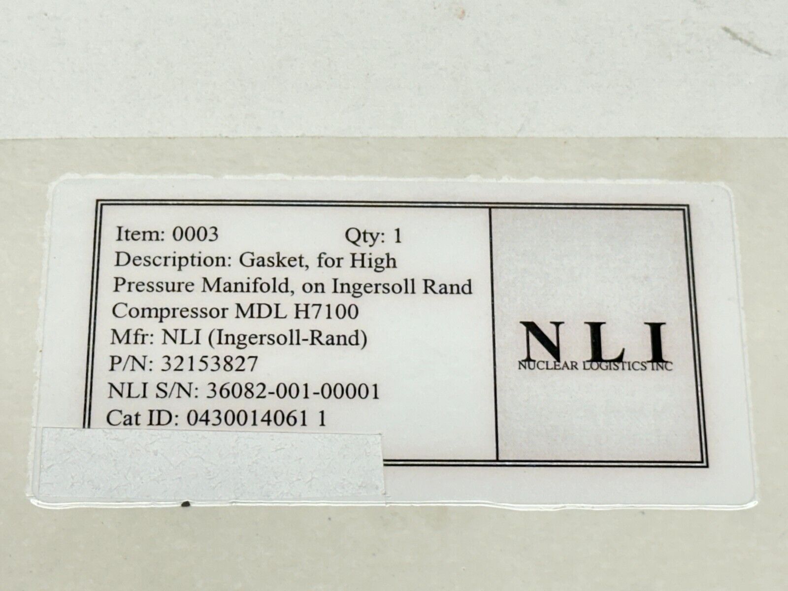 Nuclear Logistics Inc 32153827 Gasket For Ingersoll Rand MDL H7100 - Maverick Industrial Sales