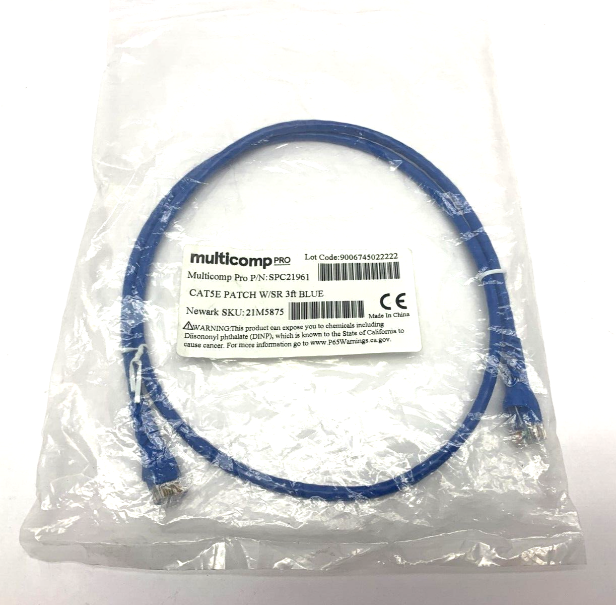 Multicomp SPC21961 Cat5E Patch Cable w/SR 3ft Blue - Maverick Industrial Sales