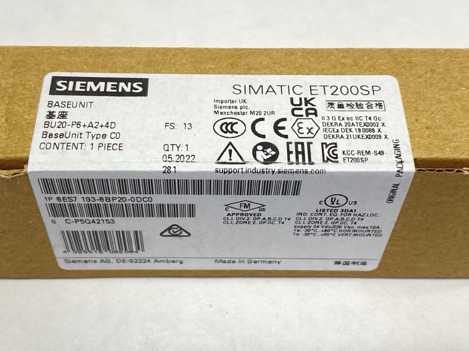 6ES7193-6BP20-0DC0 | Siemens SIMATIC ET 200SP Base Unit - New - Maverick Industrial Sales