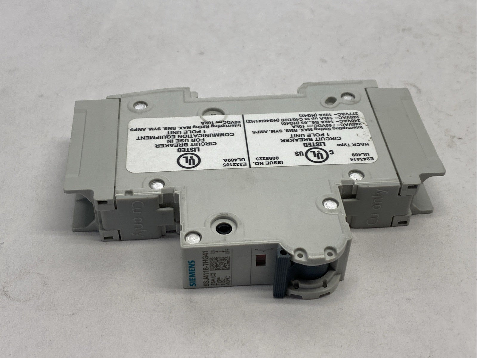 Siemens 5SJ4118-7HG41 Miniature Circuit Breaker 1-Pole 15A 240V - Maverick Industrial Sales