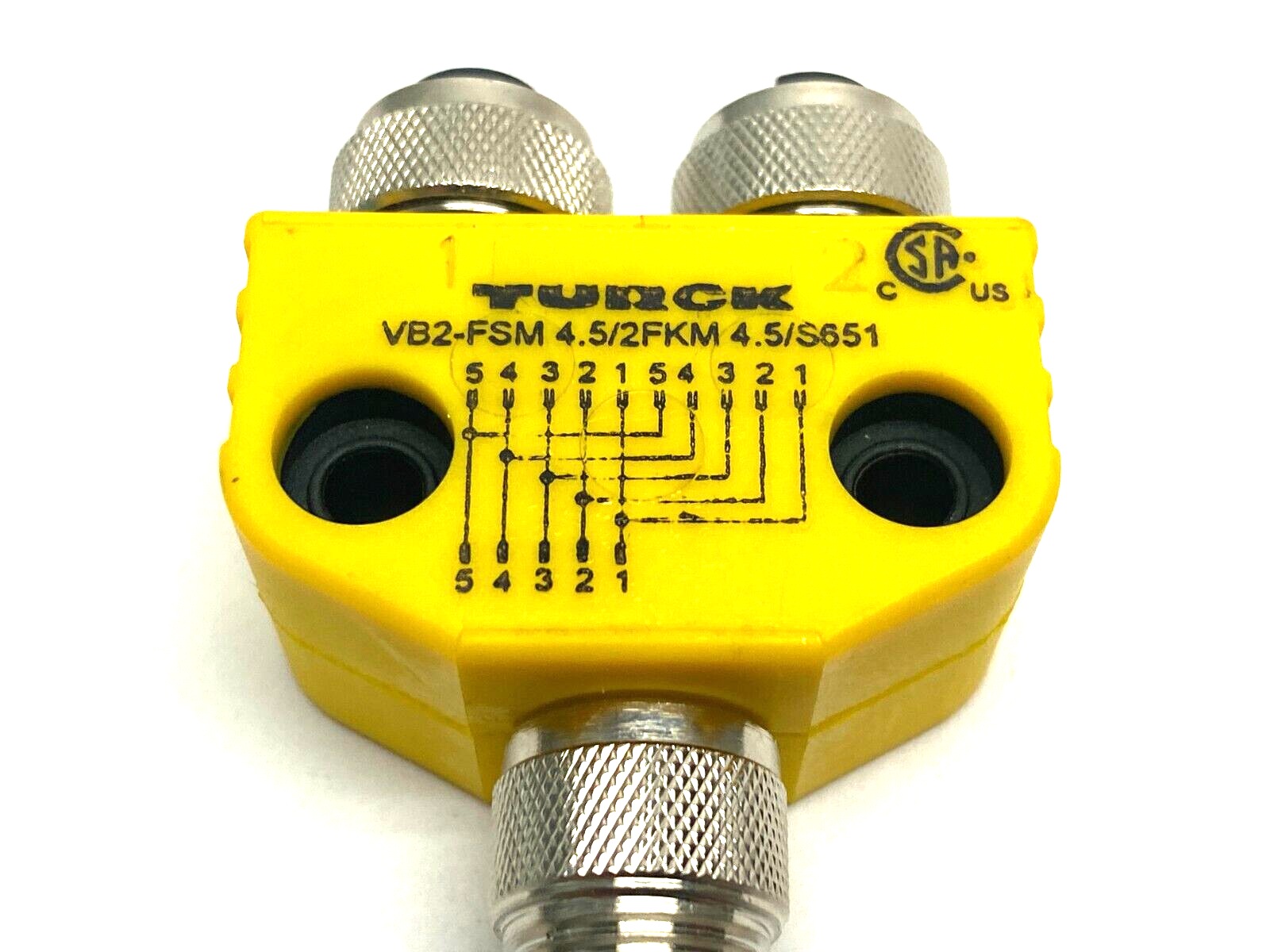 Turck VB2-FSM 4.5/2FKM 4.5/S651 Cable Splitter 2-Branch M12 Eurofast U0098-2 - Maverick Industrial Sales