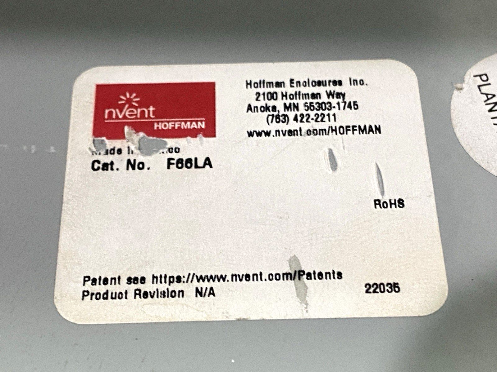 F66LA | Hoffman Lay-In Telescope Fitting 6" x 6" 18950 NO HINGED COVER & HARDWARE - New – Open box - Maverick Industrial Sales