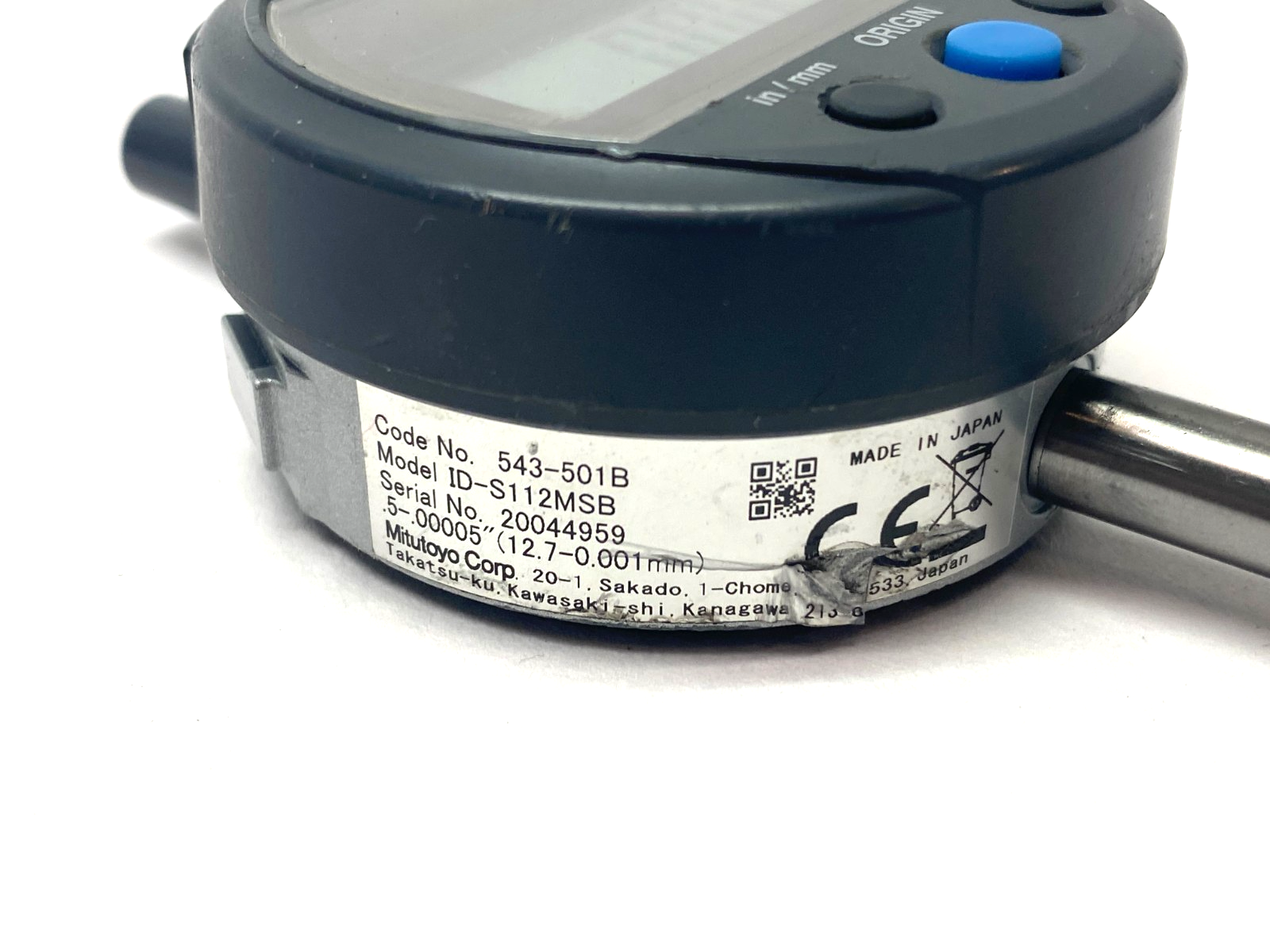 Mitutoyo 543-501B ABSOLUTE Digimatic Indicator 12.7mm Range ID-S112MSB - Maverick Industrial Sales