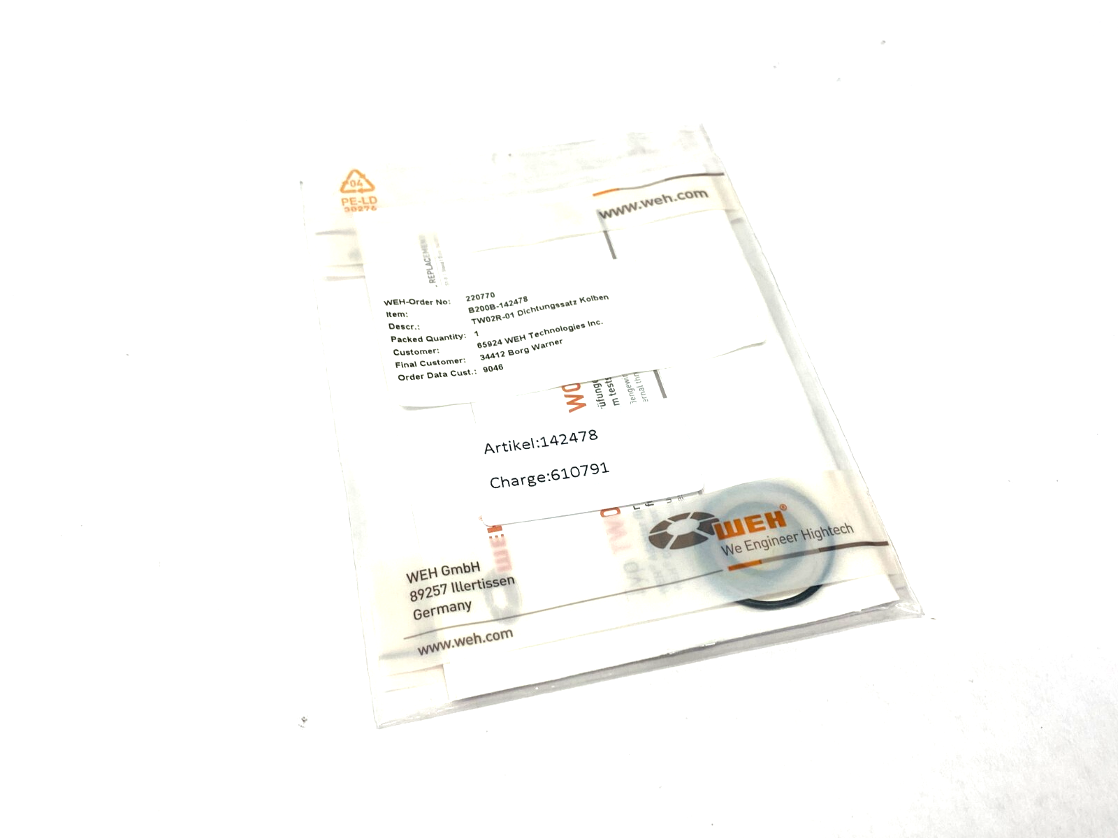 Weh B200B-142478 O-Ring Seal Set TW02R-01 - Maverick Industrial Sales