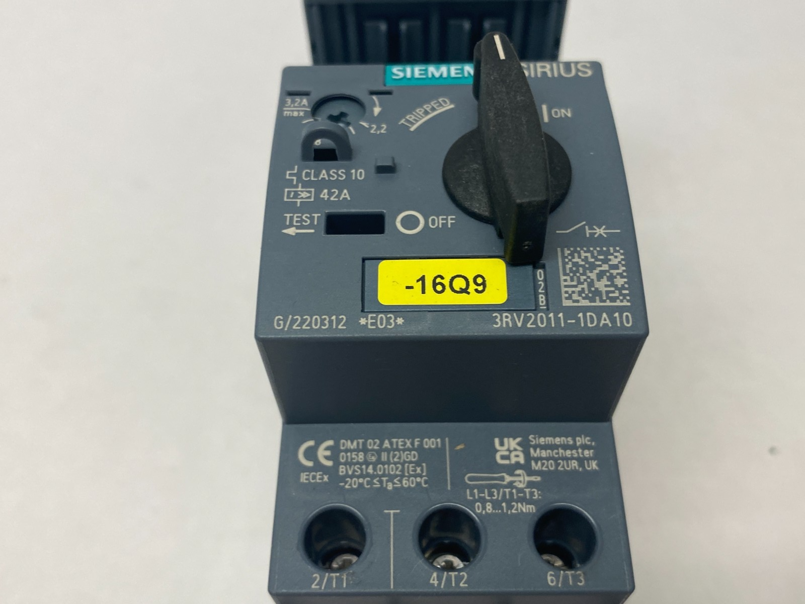 Siemens 3RV2011-1DA10 SIRIUS Motor Starter Circuit Breaker Size S00 3.2A - Maverick Industrial Sales
