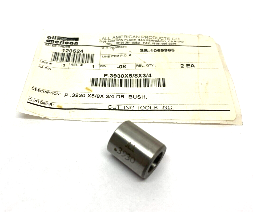 P.3930X5/8X3/4 | All American Drill Bushing .3930 x 5/8 x 3/4 - New Other - Maverick Industrial Sales