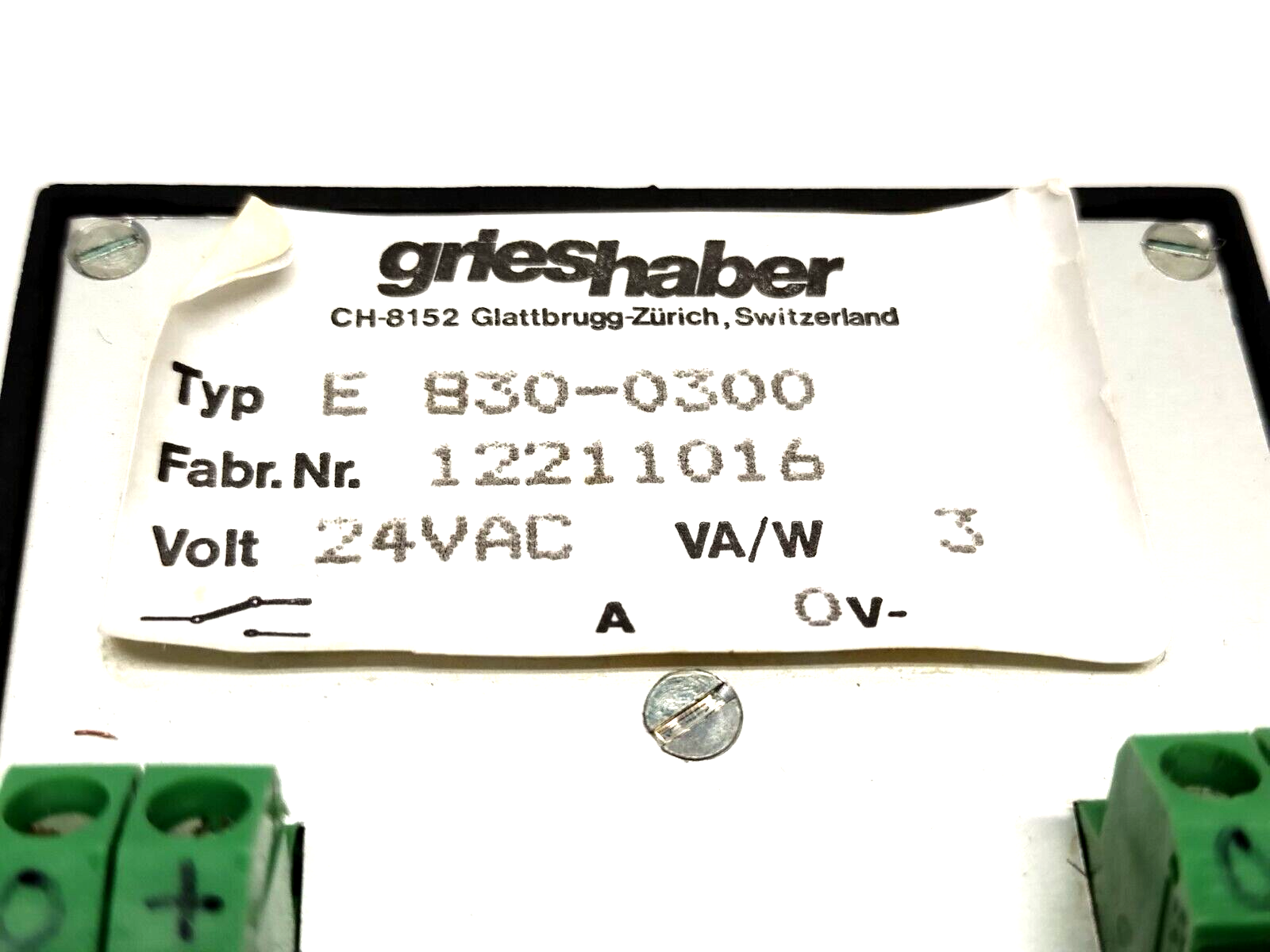 E 830-0300, Typ E 830-0300, Control 830, 830 | Grieshaber E 830-0300 Control 830 24VAC - Used - Maverick Industrial Sales