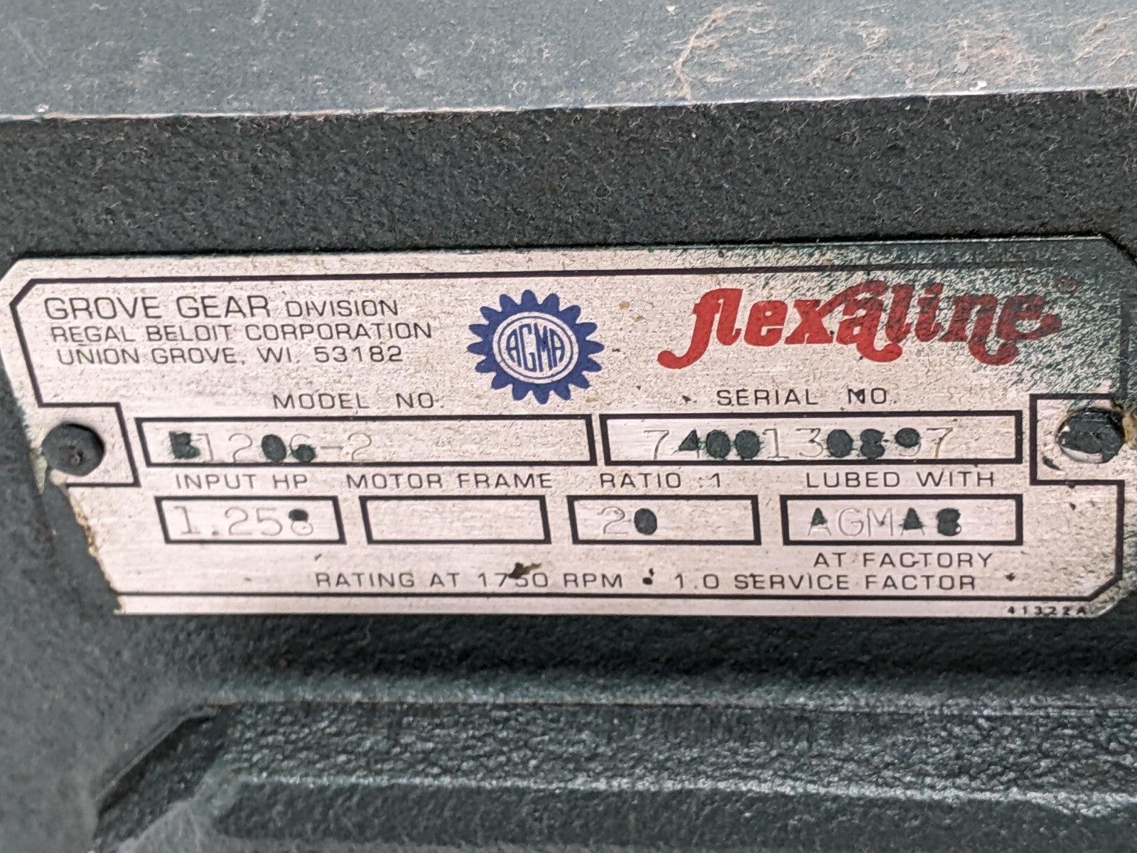 Grove Gear B1206-2 Flexaline Gear Reducer 1.258HP 20:1 - Maverick Industrial Sales
